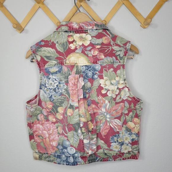 Vintage 90s Gotcha Covered Denim Floral Vest Size Medium - Picture 5 of 9